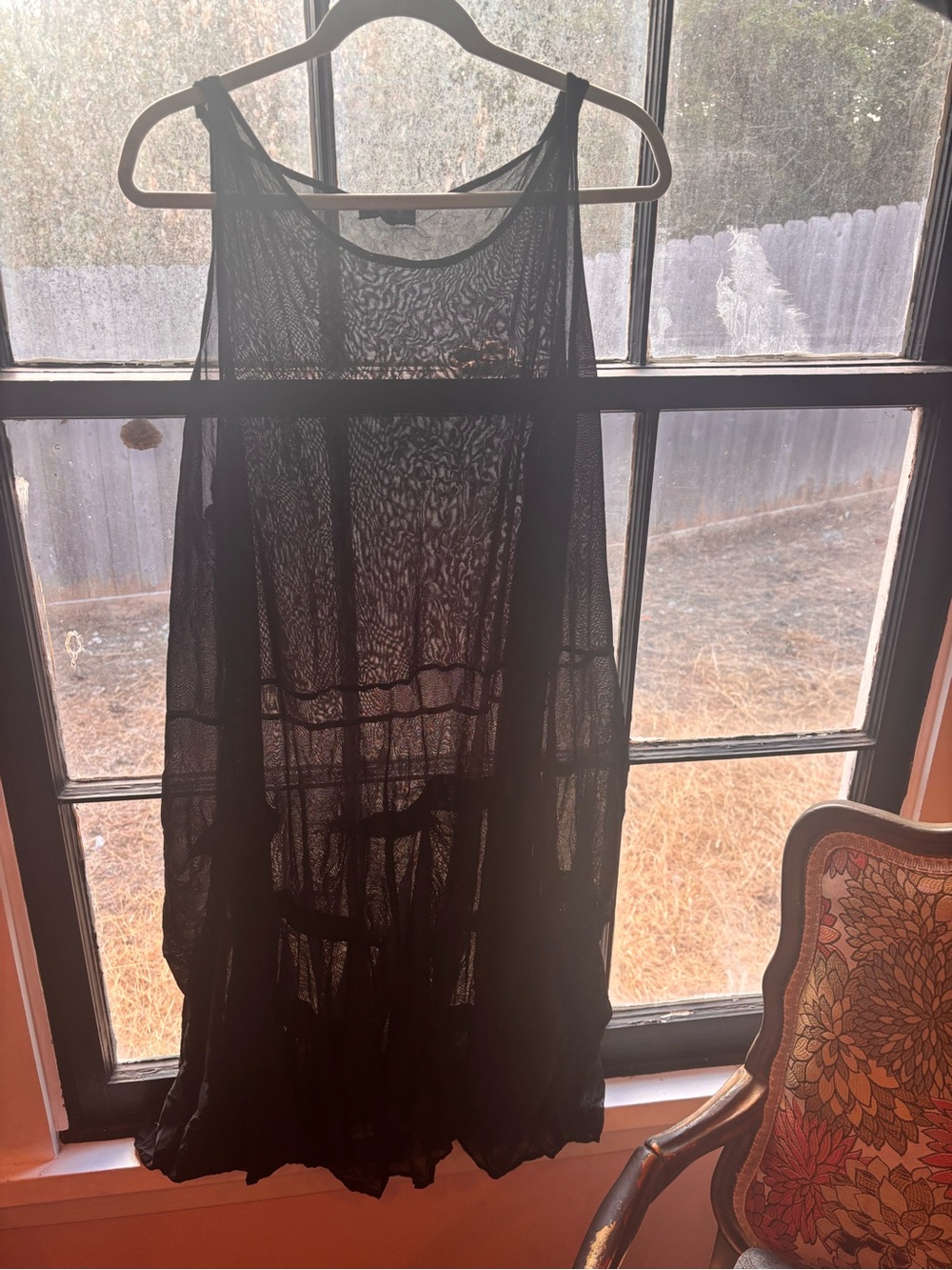 Comfy USA Black Sheer Midi Slip Dress
